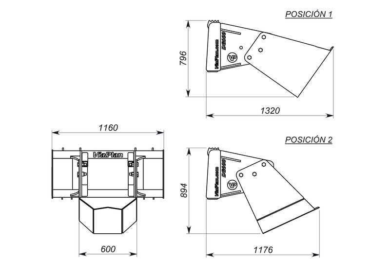 Dimensiones de Cucharón zanjeador - DG400/500/600