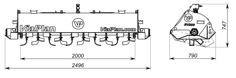 Dimensiones de Rotovator - RV200