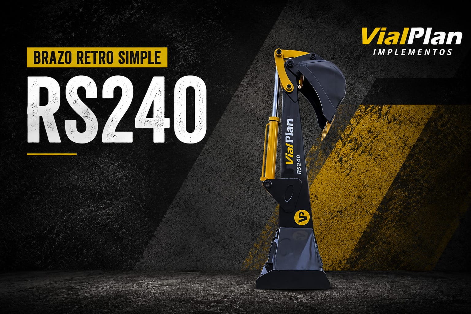 Brazo retro simple con link RS240 para minicargadora — VialPlan
